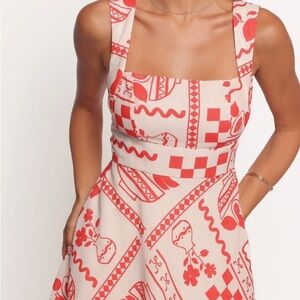 Petal & Pup Red and Cream Geometric Mini Dress